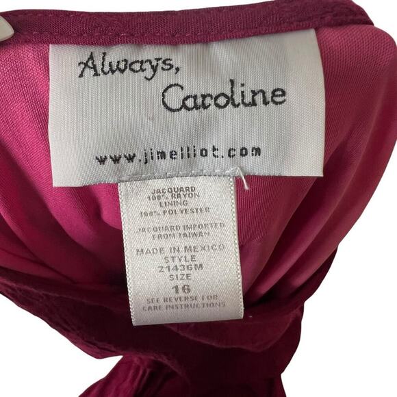 Always Carolyn Women’s 90s Vintage Slinky Short Sleeve Dress Fuchsia Size 16 - Picture 6 of 8